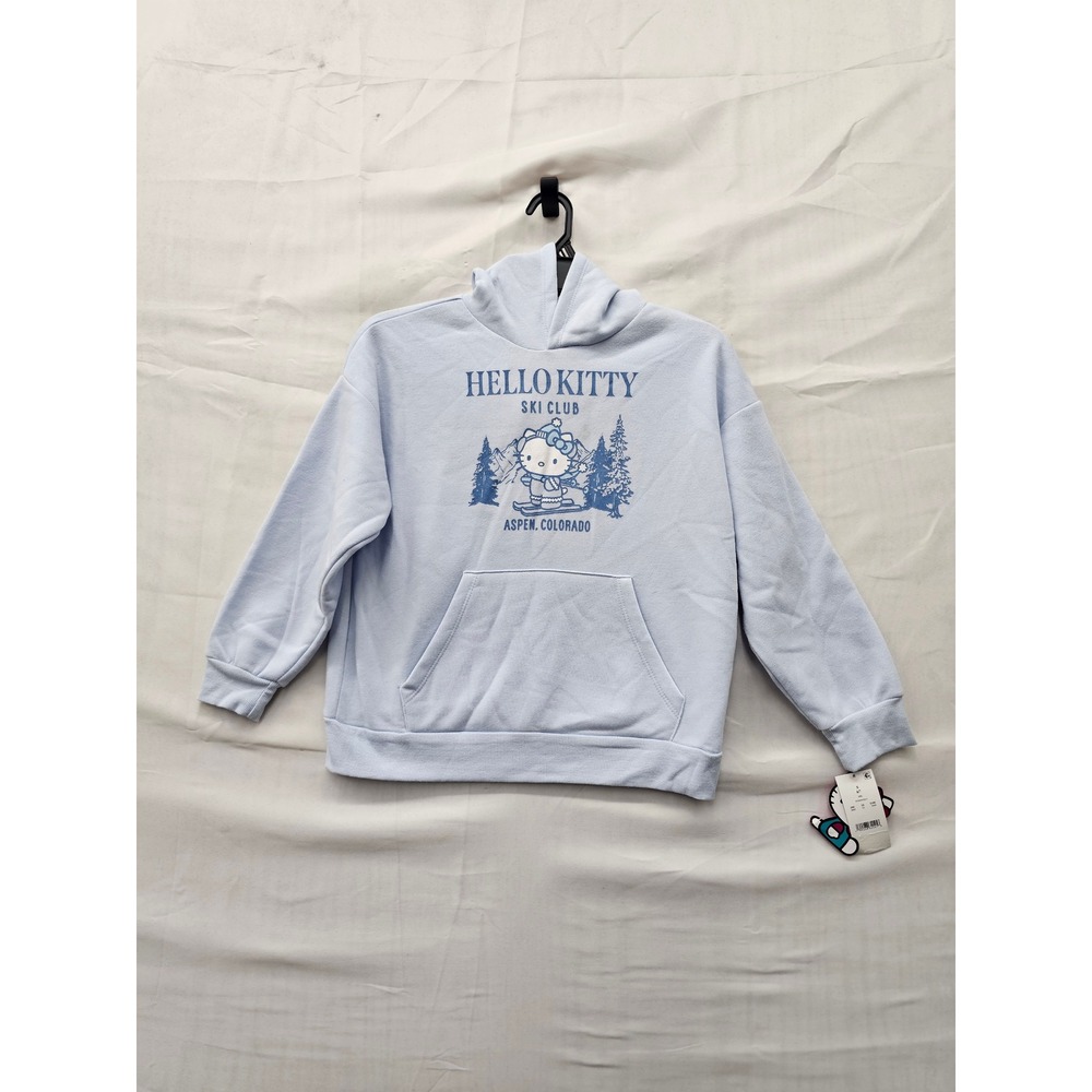 Hello Kitty Girls Ski Club Aspen Graphic Hoodie Blue Cotton Blend Size Small